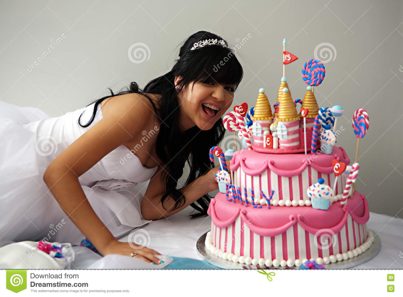 15Th Birthday Gift Ideas Girl
 Quinceanera Birthday Cake stock image Image of iced