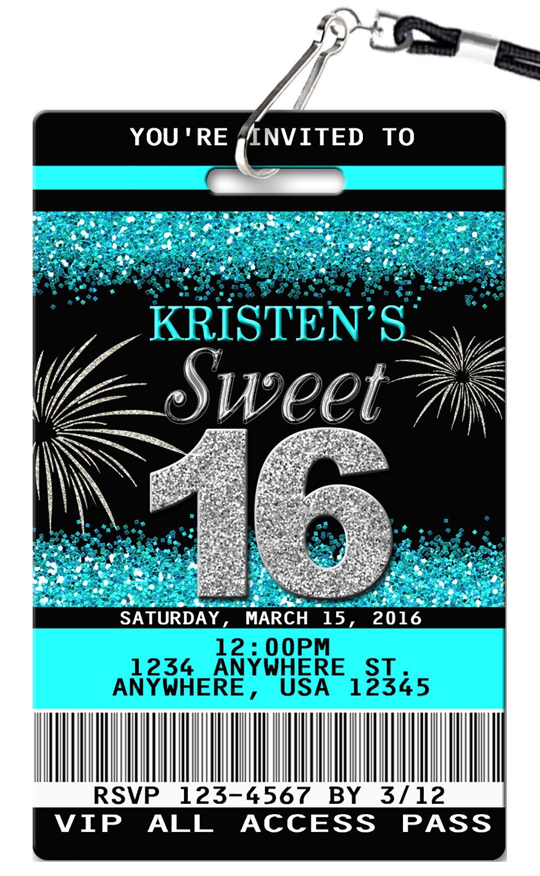 16th Birthday Invitations
 16th Birthday Invitation PVC Invites VIP Birthday