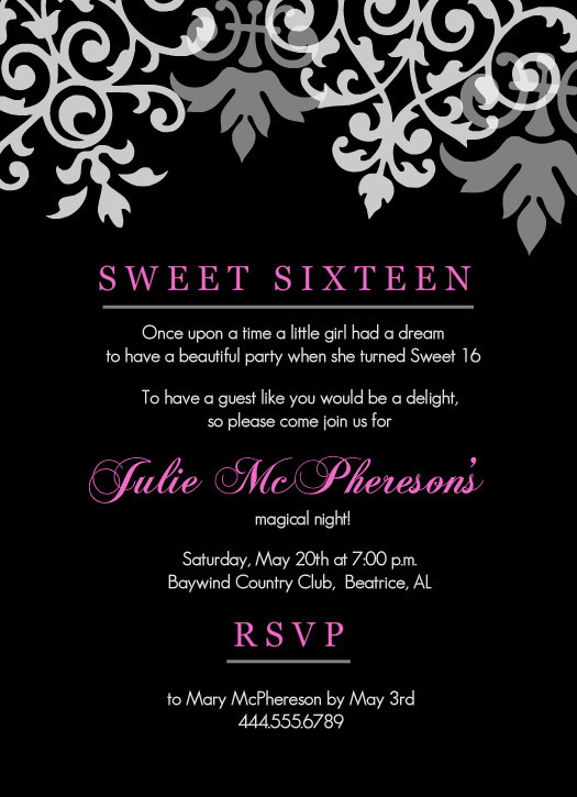 16th Birthday Invitations
 Sweet 16th Birthday Invitations Templates Free