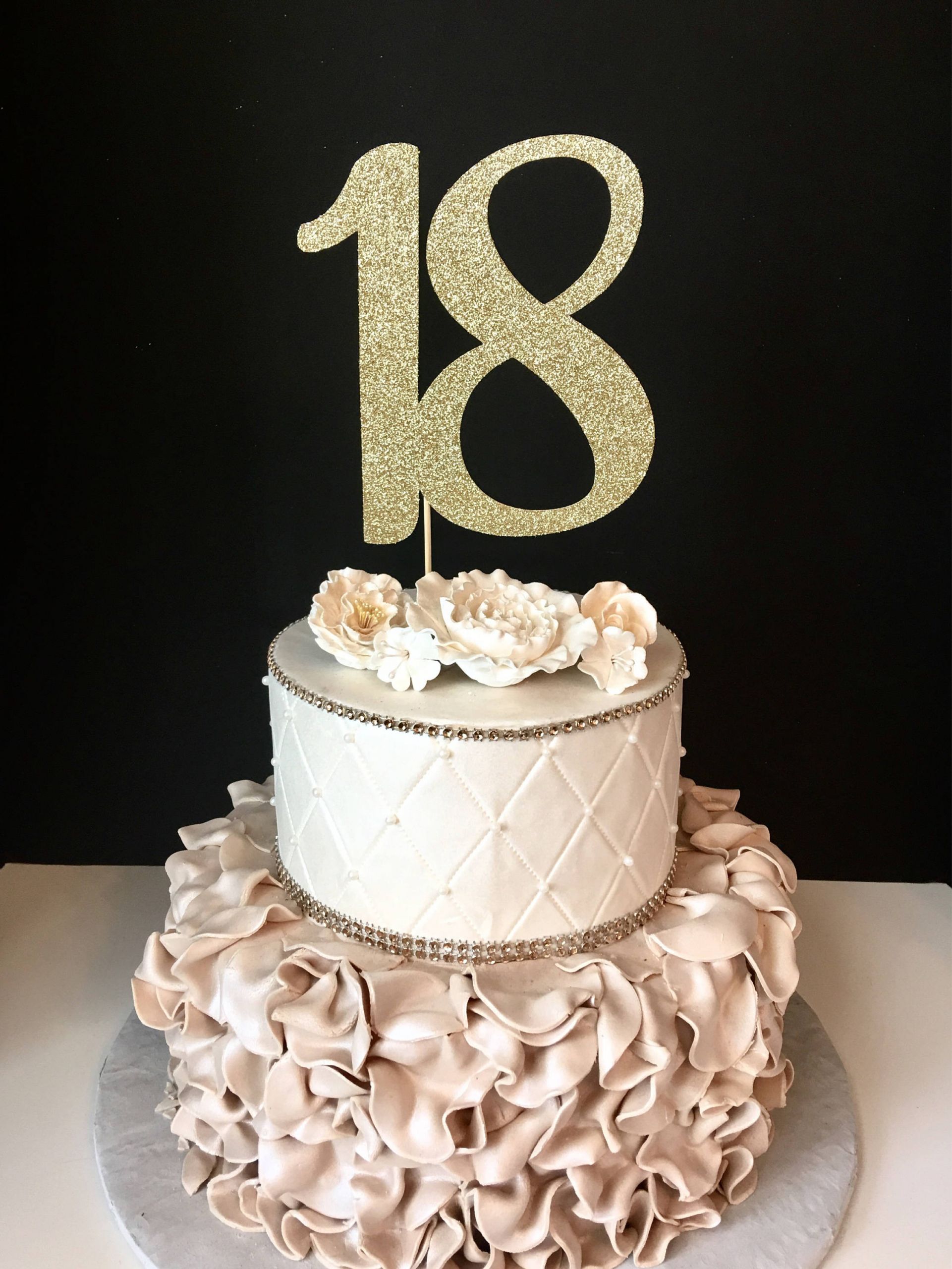 18th Birthday Cake
 ANY NUMBER Gold Glitter 18th Birthday Cake Topper number