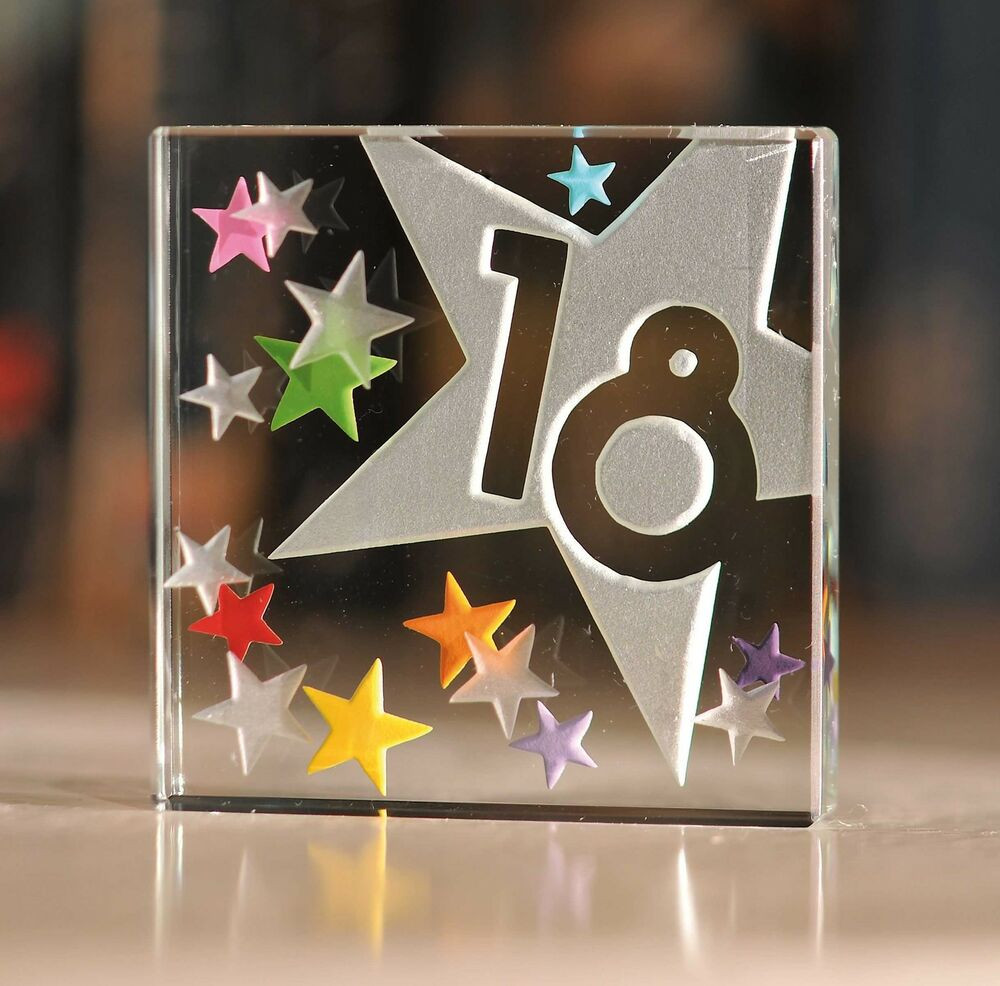 18th Birthday Gifts
 Happy 18th Birthday Gifts Idea Spaceform Glass Keepsake