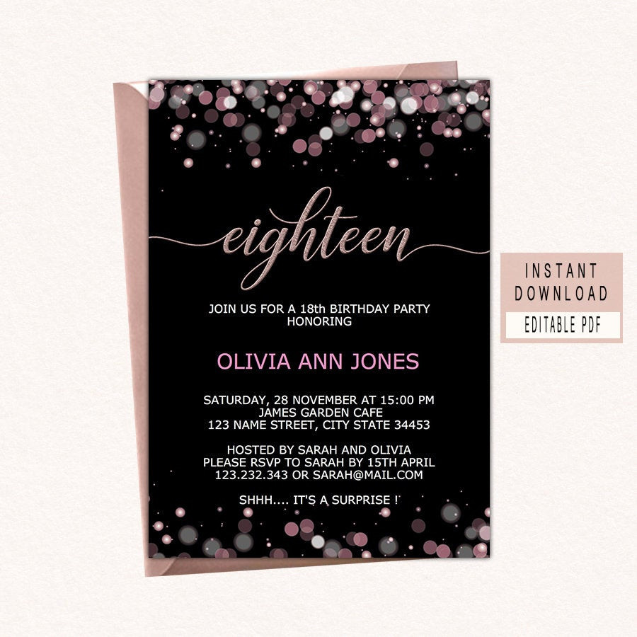 18th Birthday Party Invitations
 18th birthday invitations for girls eighteenth birthday