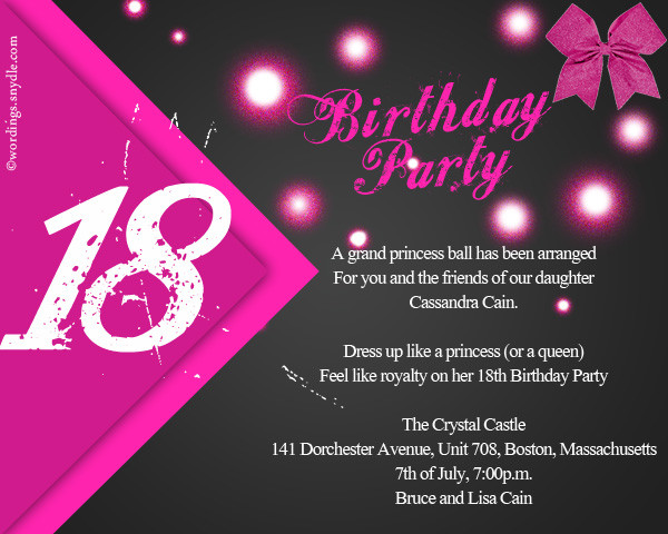 18th Birthday Party Invitations
 18th Birthday Party Invitation Wording – Wordings and Messages