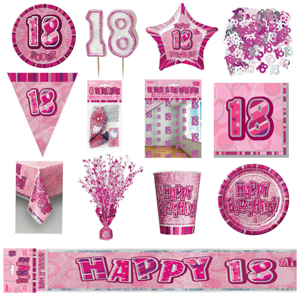 18th Birthday Party Supplies
 18th Pink Glitz Birthday Party Supplies Decorations