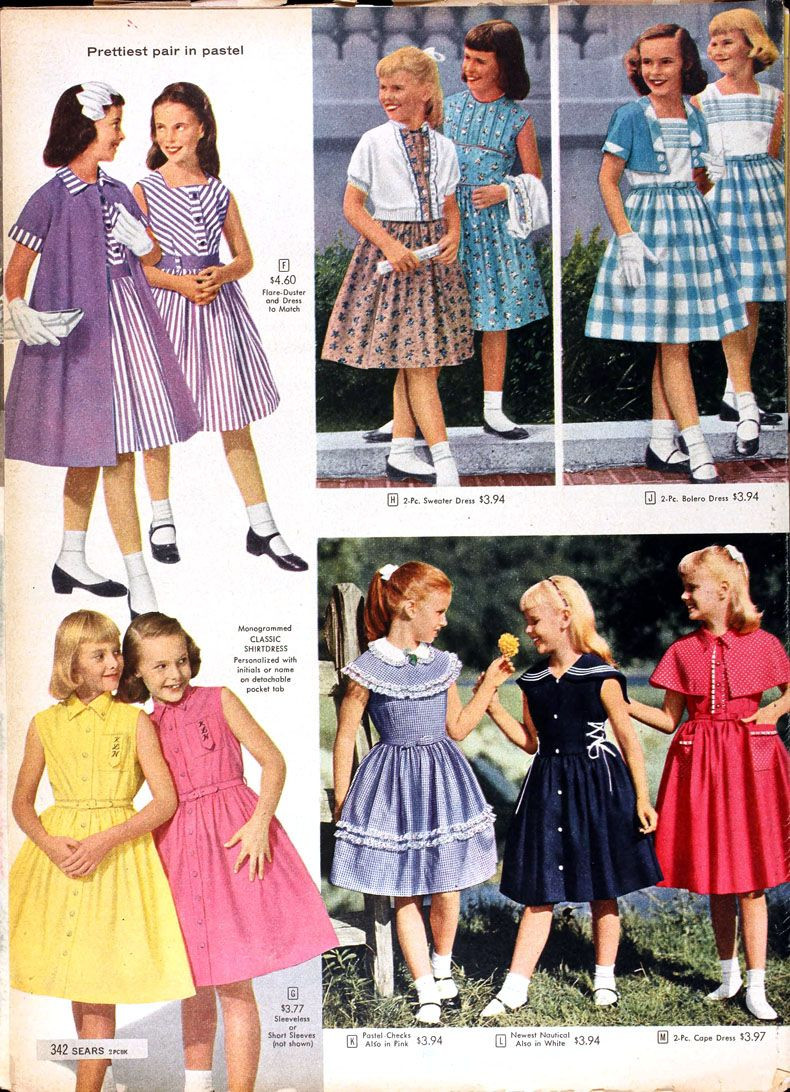 1950S Fashion For Kids
 Girls clothing from the 1958 Spring Summer Sears Catalog