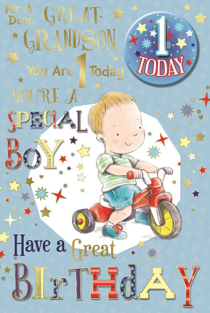 1st Birthday Card
 Great Grandson s 1st Birthday Card 1 Today Little Boy