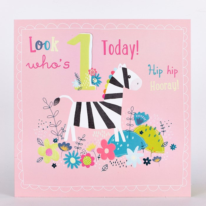 1st Birthday Card
 Platinum Collection Birthday Card 1st Birthday Zebra £