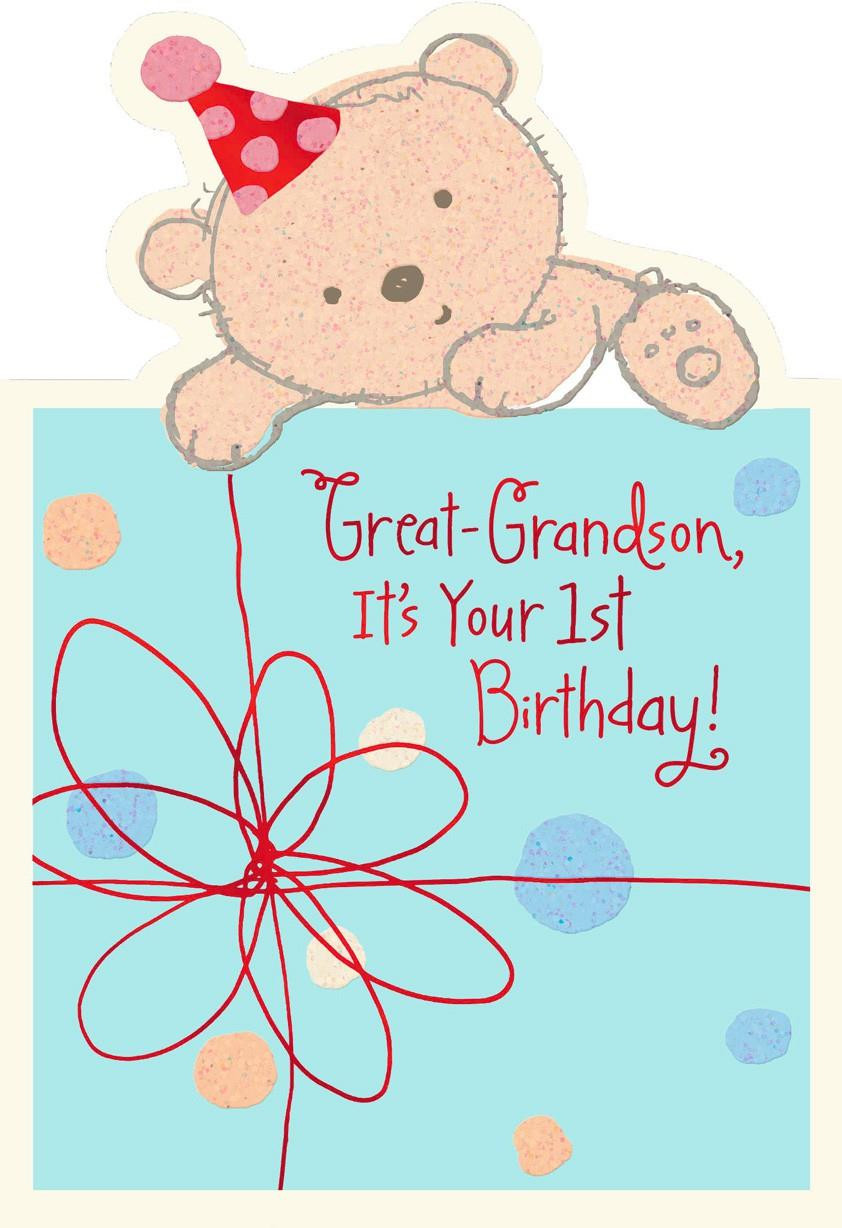 1st Birthday Card
 Baby Bear 1st Birthday Card for Great Grandson Greeting