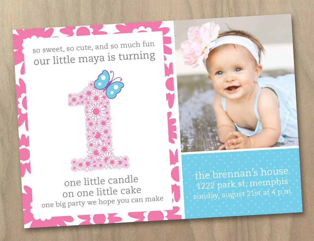 1st Birthday Invitation Wording Samples
 Baby Girl First 1st Birthday Invitation by