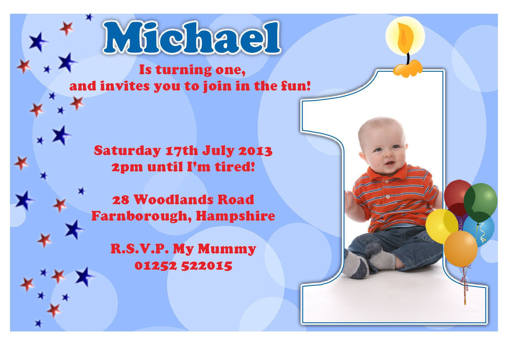 1st Birthday Invitation Wording Samples
 Birthday Party Invitation Template Sample