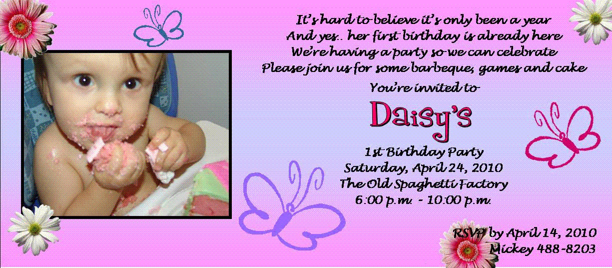 1st Birthday Invitation Wording Samples
 First Birthday Invitation Card Sample mixetap