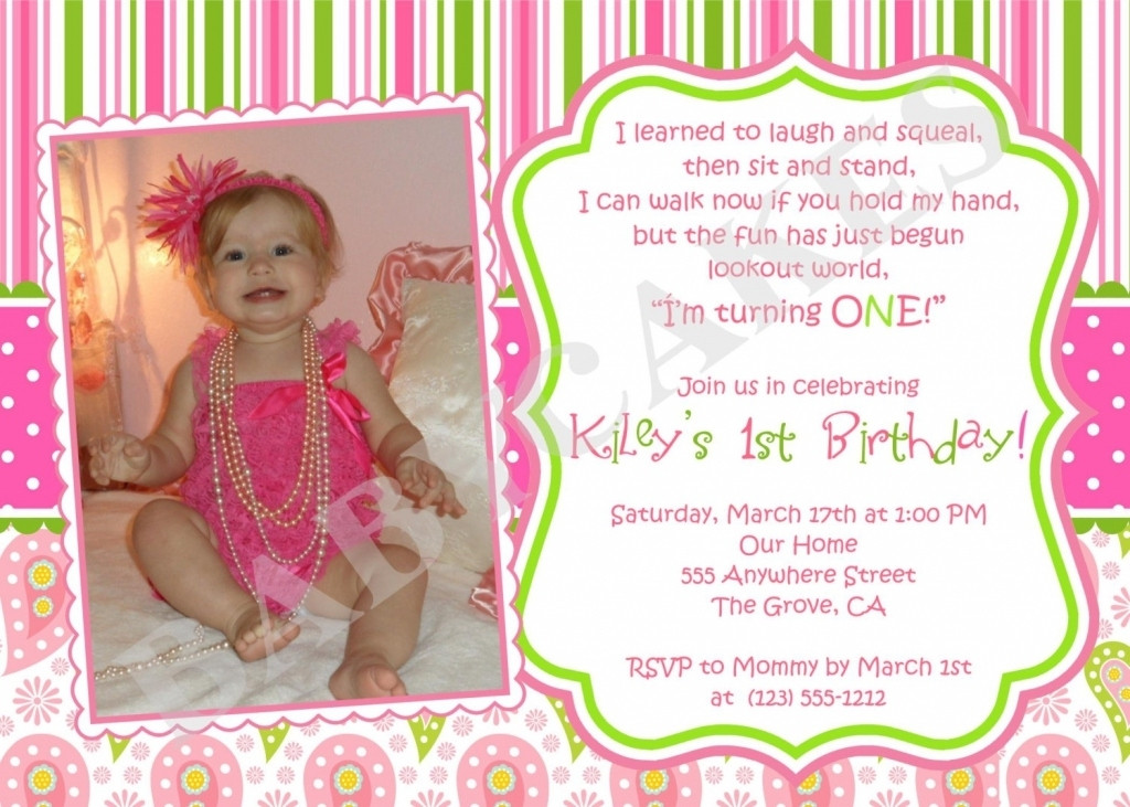 1st Birthday Invitation Wording Samples
 1St Birthday Invitation Letter