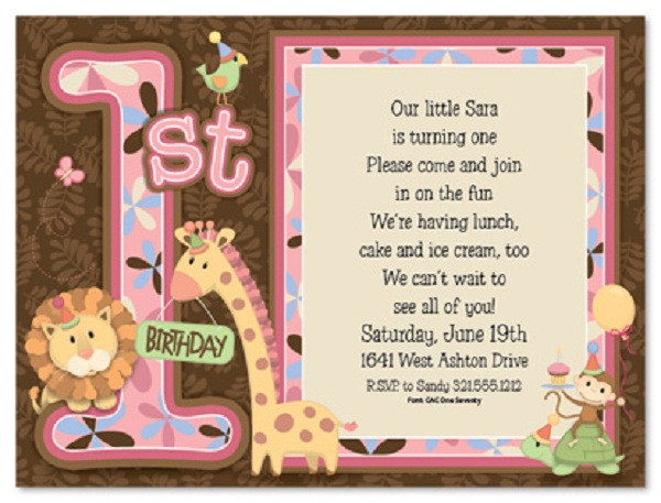 1st Birthday Invitation Wording Samples
 First Birthday Invitation Wording and 1st Birthday