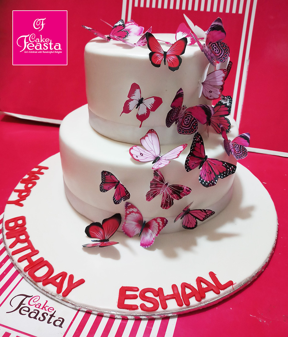 2 Tier Birthday Cakes
 2 Tier Butterfly Theme Birthday Cake Fondant Cakes in Lahore