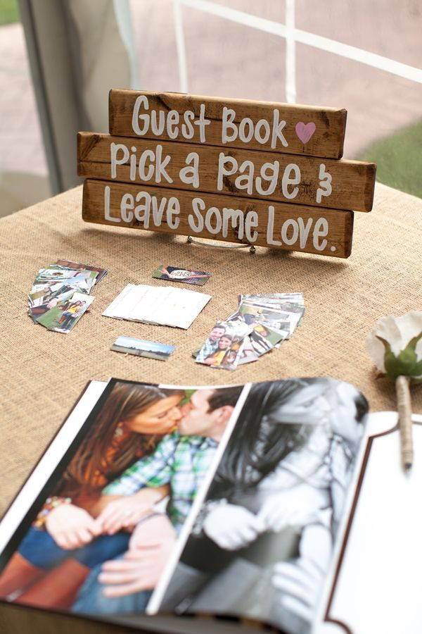 20 Creative Guest Book Ideas For Wedding Reception
 Guests signed an album of the couple s engagement photos