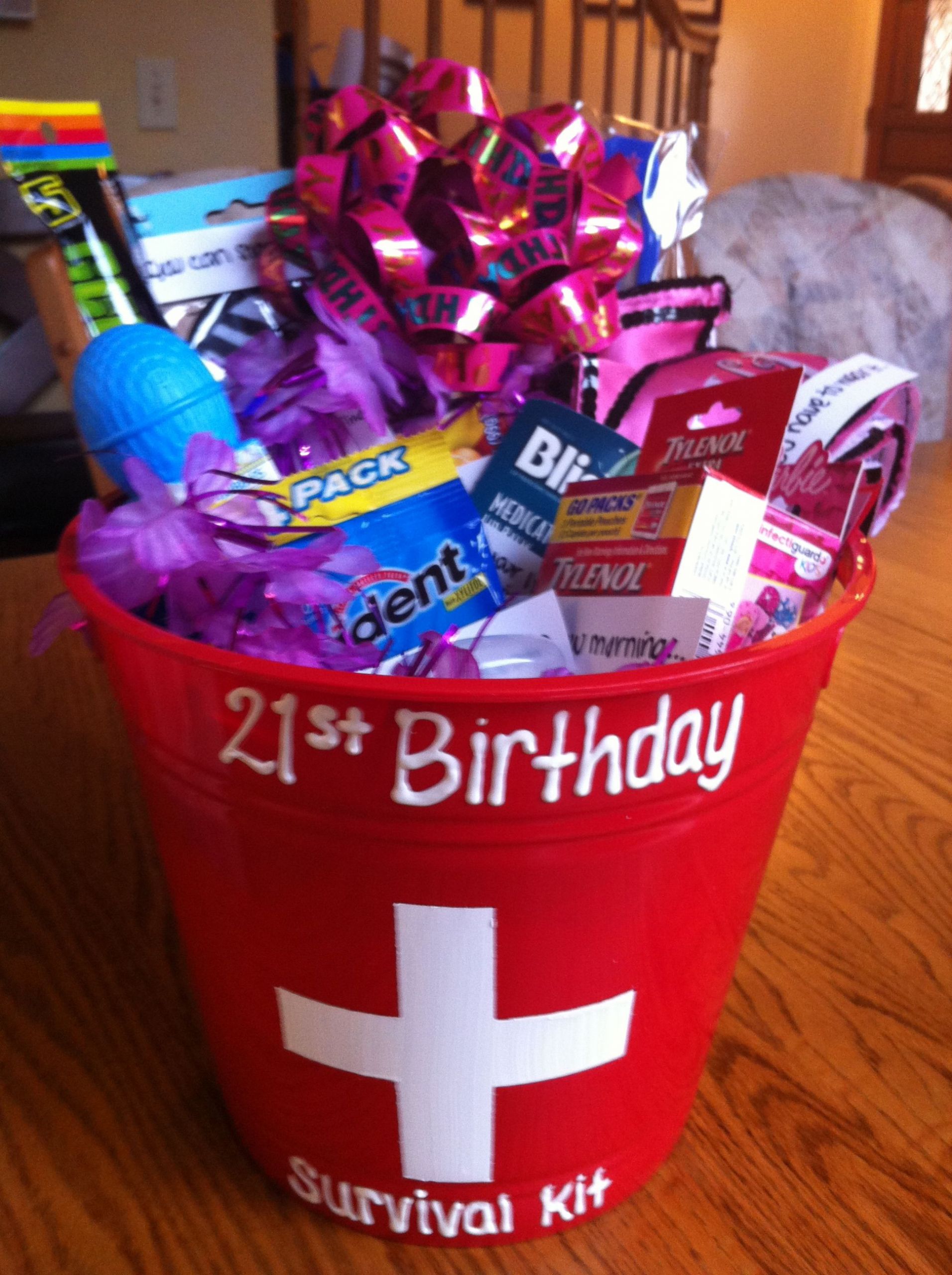 21 Birthday Gifts
 Gift basket My daughter made this for my daughter her