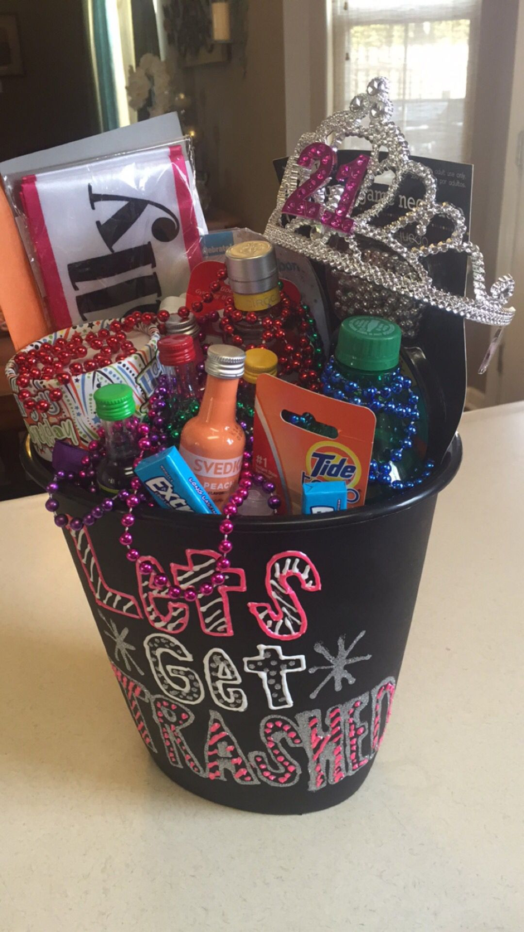 21 Birthday Gifts
 21st birthday t In a trash can saying "let s