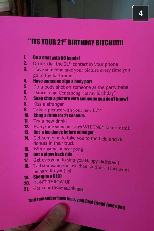 21st Birthday Party Games
 The list my best friend made for the party