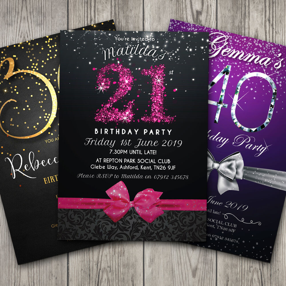 21st Birthday Party Invitations
 Birthday Invitations Personalised Party Invites 18th 21st