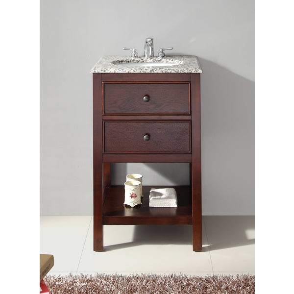 22 Inch Wide Bathroom Vanity
 WYNDENHALL New Haven Walnut Brown 1 functional drawer 20