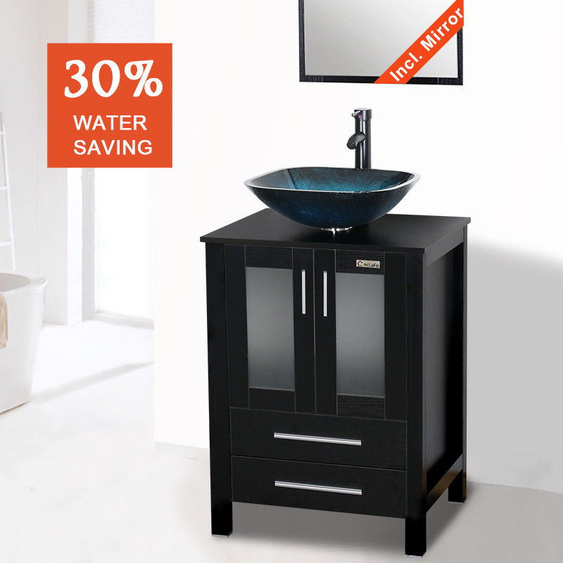 24 Inch Bathroom Vanity Combos
 Bathroom Vanity bo 24 inch Black Mirror Vessel Glass