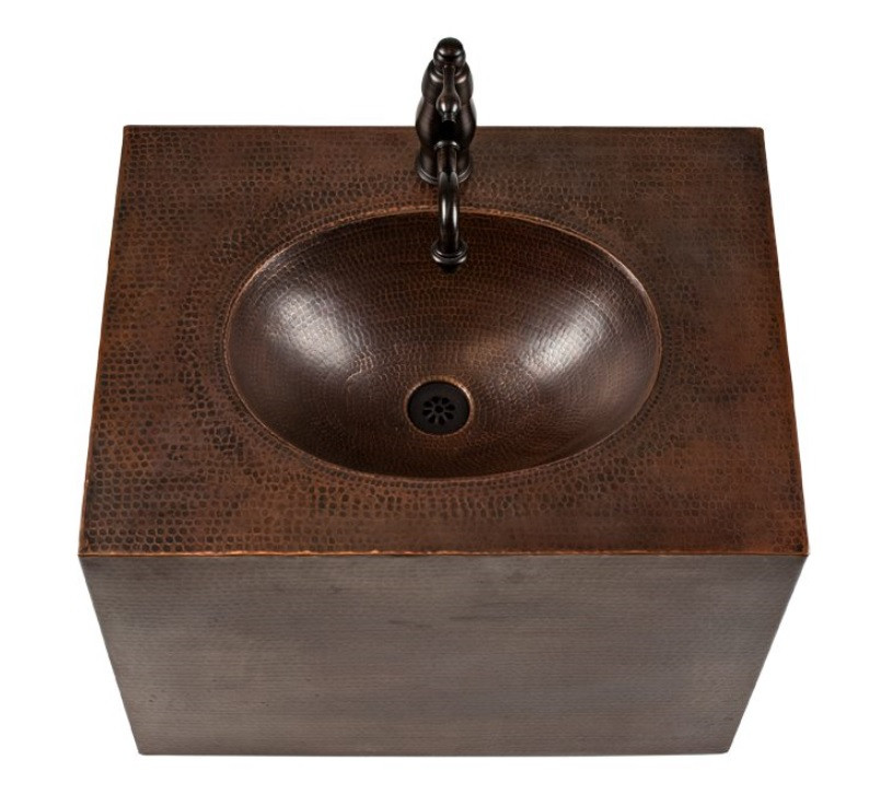 24 Inch Bathroom Vanity Combos
 24 inch Hand Hammered Copper Wall Mount Vanity and Faucet