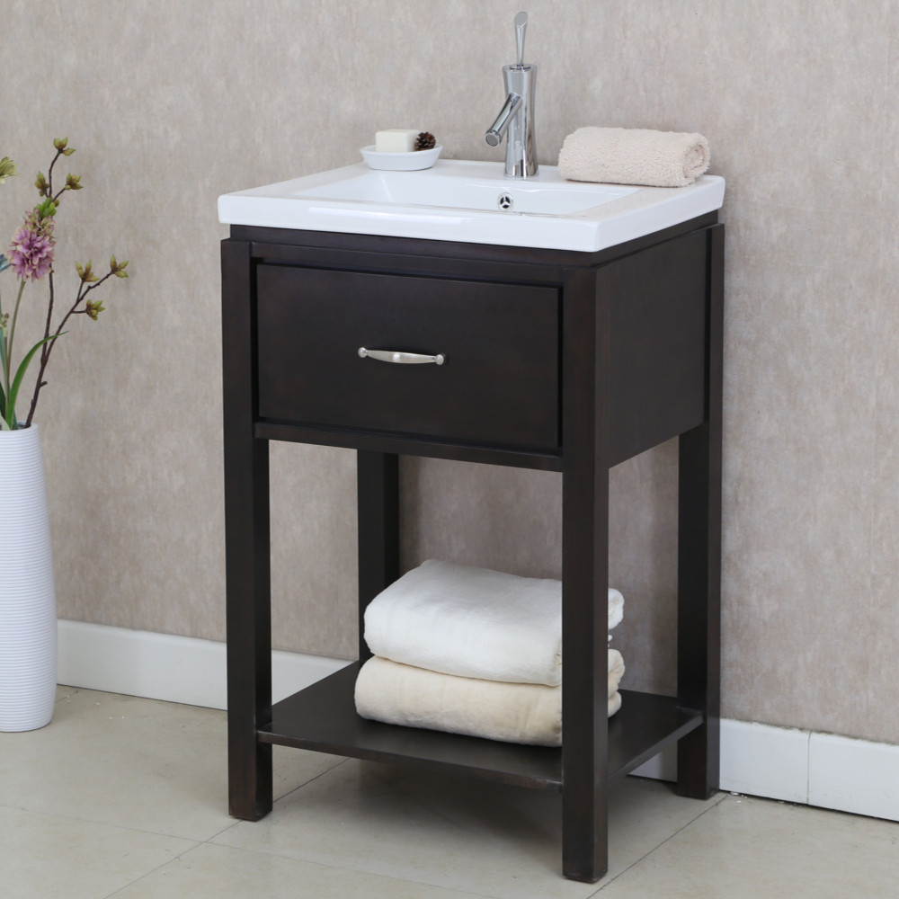 24 Inch Bathroom Vanity Combos
 24" Bathroom Vanity with Ceramic Sink in Dark Brown