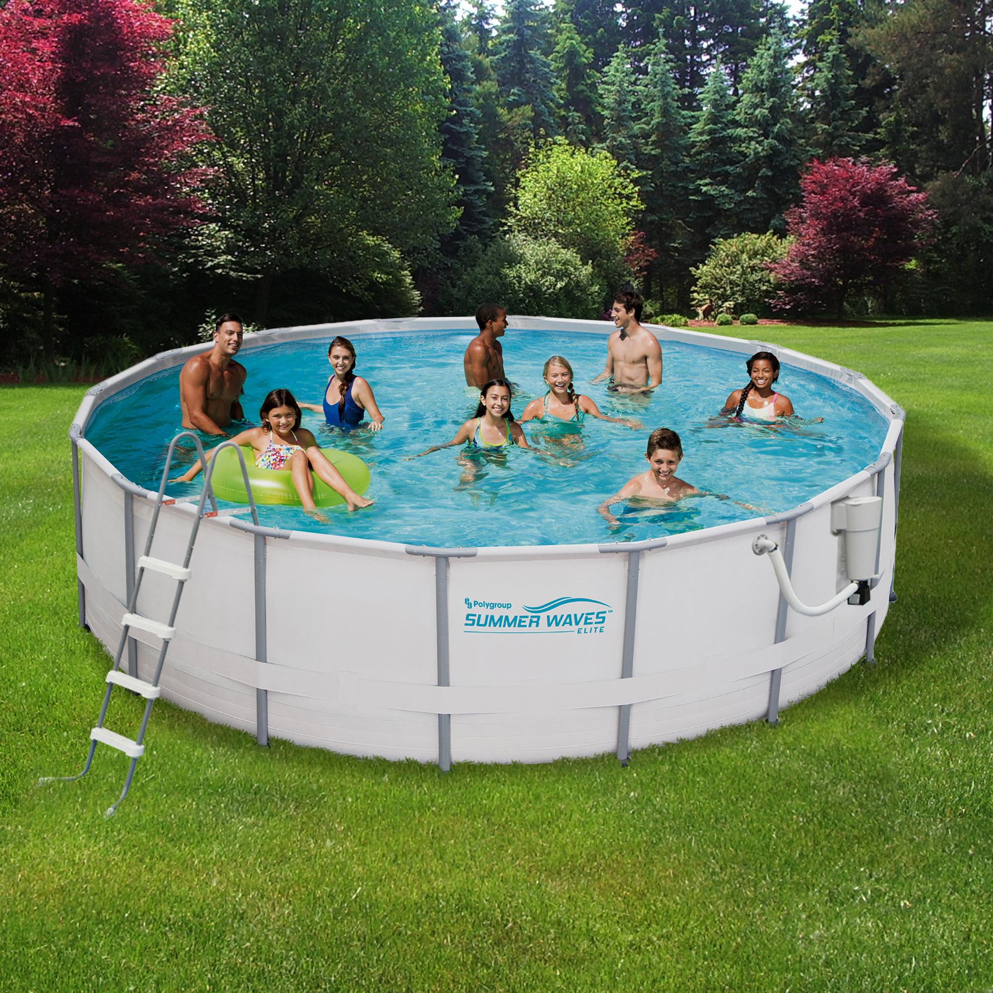 24' Above Ground Pool Packages
 Summer Waves 15 ft Round 48" Deep Metal Frame Swimming