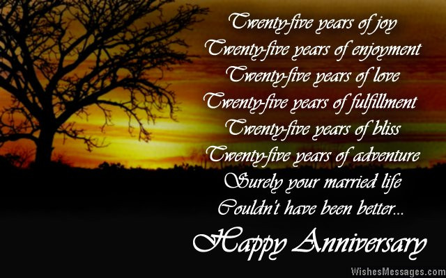 25 Years Of Marriage Quotes
 25th anniversary poems Silver wedding anniversary poems