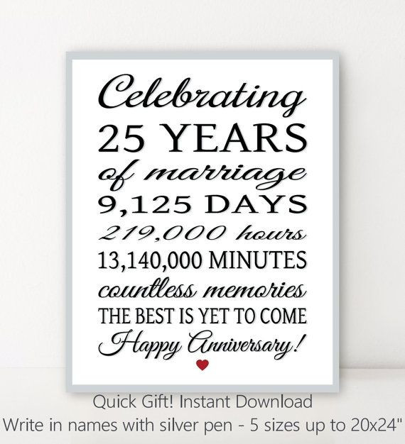 25 Years Of Marriage Quotes
 25th ANNIVERSARY 25 Years Parents Anniversary by