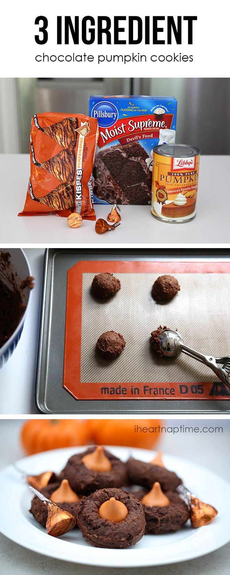 3 Ingredient Pumpkin Cookies
 3 Ingre nt Chocolate Pumpkin Cookies s