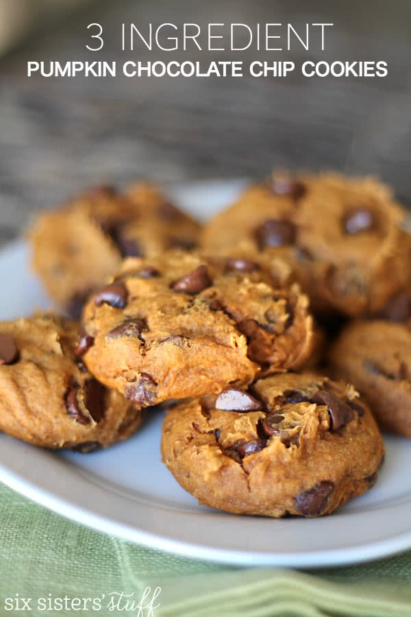 3 Ingredient Pumpkin Cookies
 3 Ingre nt Pumpkin Chocolate Chip Cookies – Six Sisters