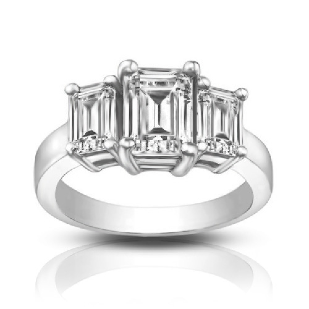 3 Stone Emerald Cut Diamond Engagement Rings
 1 75 ct Three Stone Emerald Cut Diamond Engagement Ring