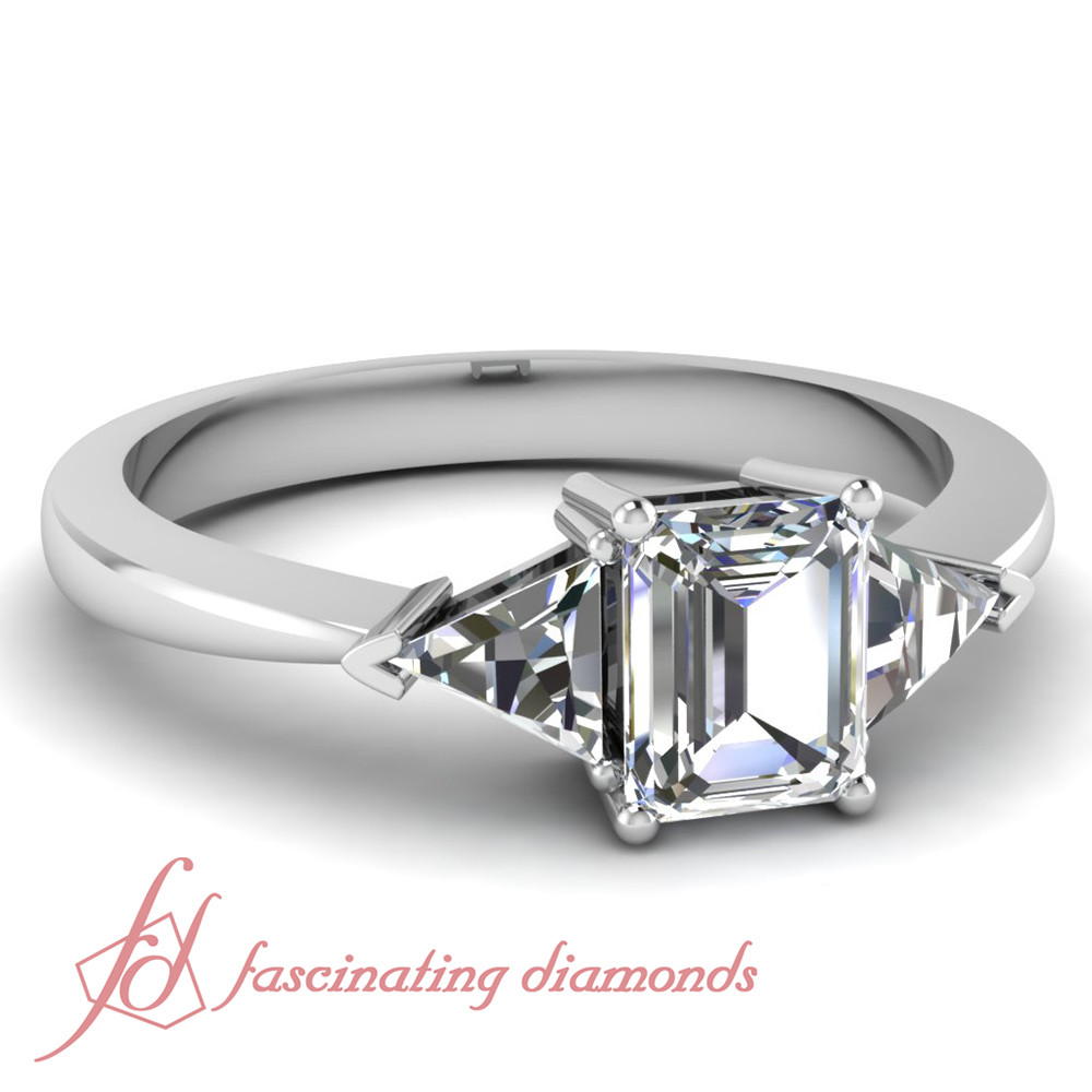 3 Stone Emerald Cut Diamond Engagement Rings
 80 Ct Emerald Cut Diamond Three Stone Engagement Ring SI2