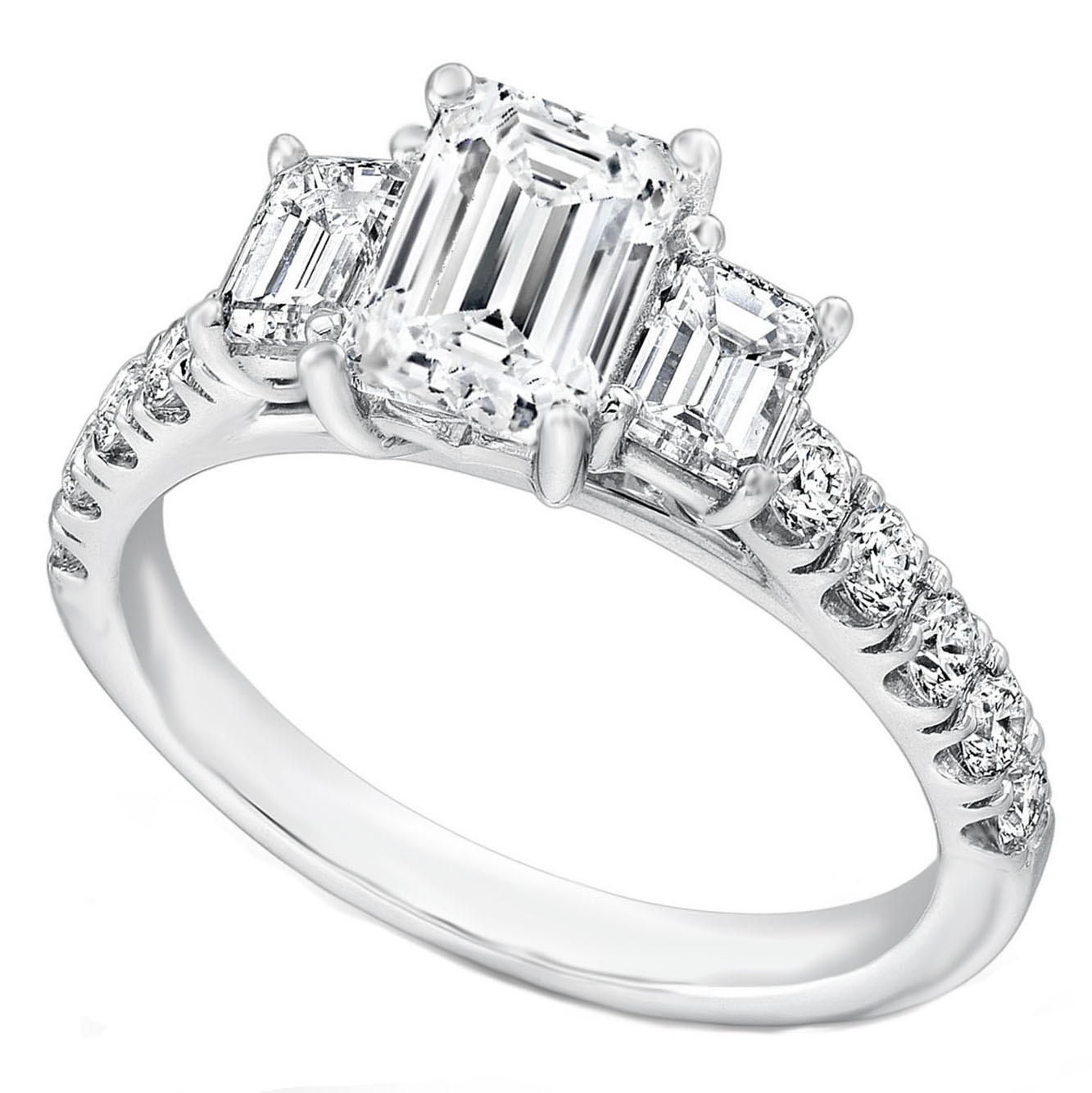 3 Stone Emerald Cut Diamond Engagement Rings
 Engagement Ring Three Stone Emerald Cut Diamond Cathedral