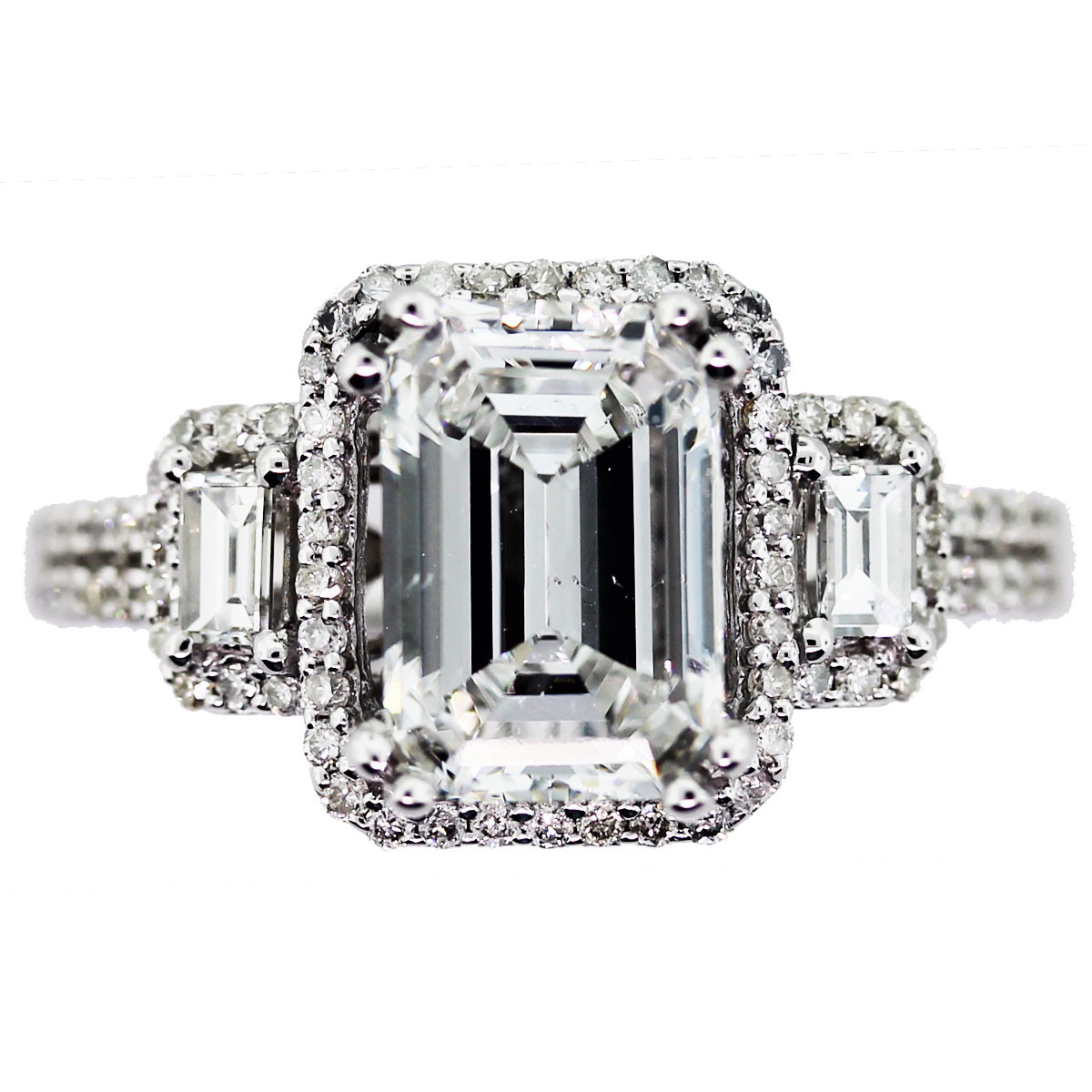 3 Stone Emerald Cut Diamond Engagement Rings
 Three Stone Emerald Cut Diamond Engagement Ring