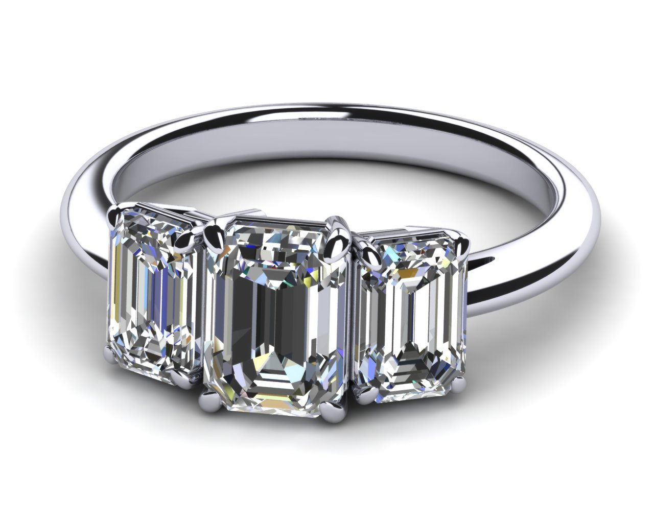 3 Stone Emerald Cut Diamond Engagement Rings
 Emerald Cut Three Stone Diamond Engagement Ring