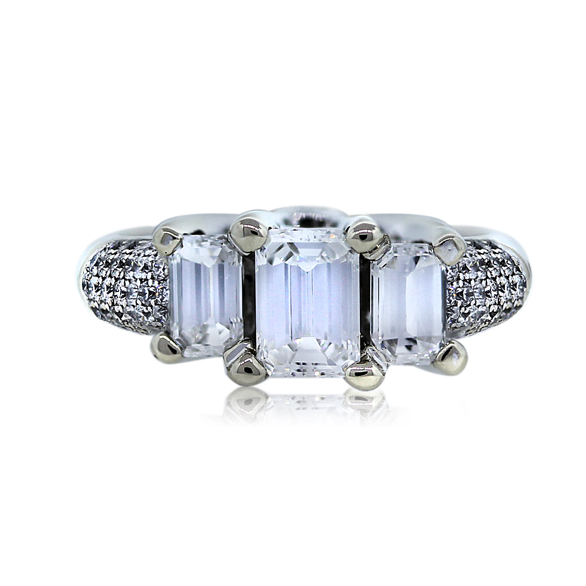 3 Stone Emerald Cut Diamond Engagement Rings
 White Gold 1 97ctw Three Stone Emerald Cut Diamond