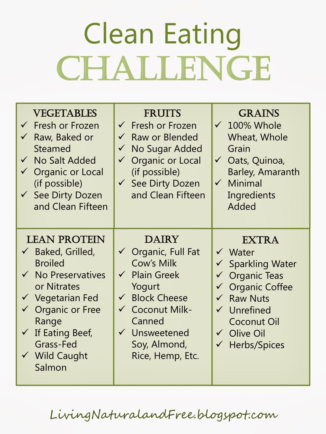 30 Day Clean Eating Challenge
 Living Natural and Free Clean Eating Challenge