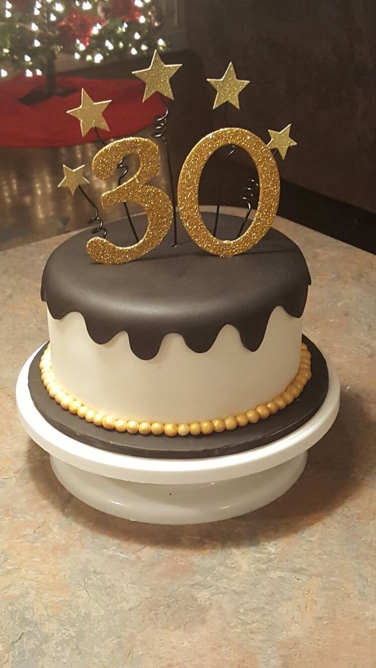 30th Birthday Cakes For Him
 Black and gold 30th Birthday cake