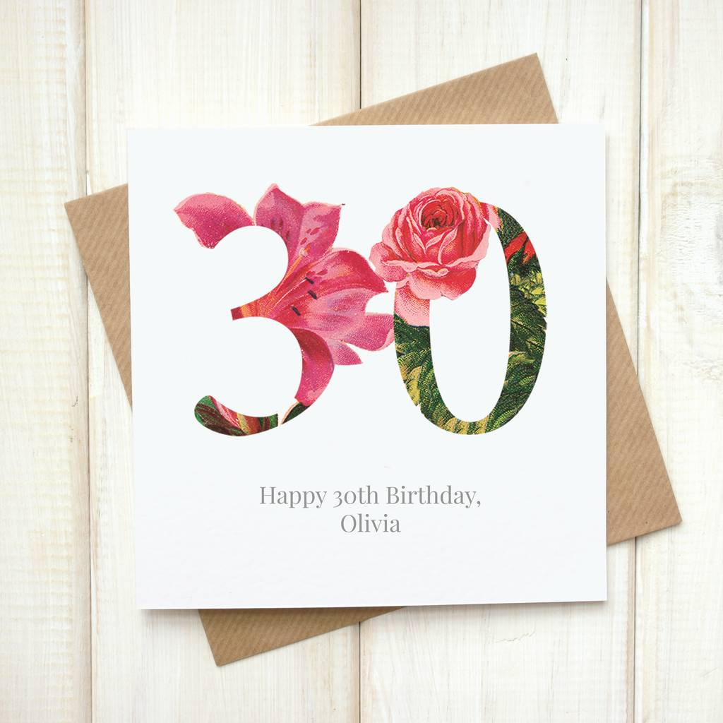 30th Birthday Cards
 personalised floral 30th birthday card by chi chi moi