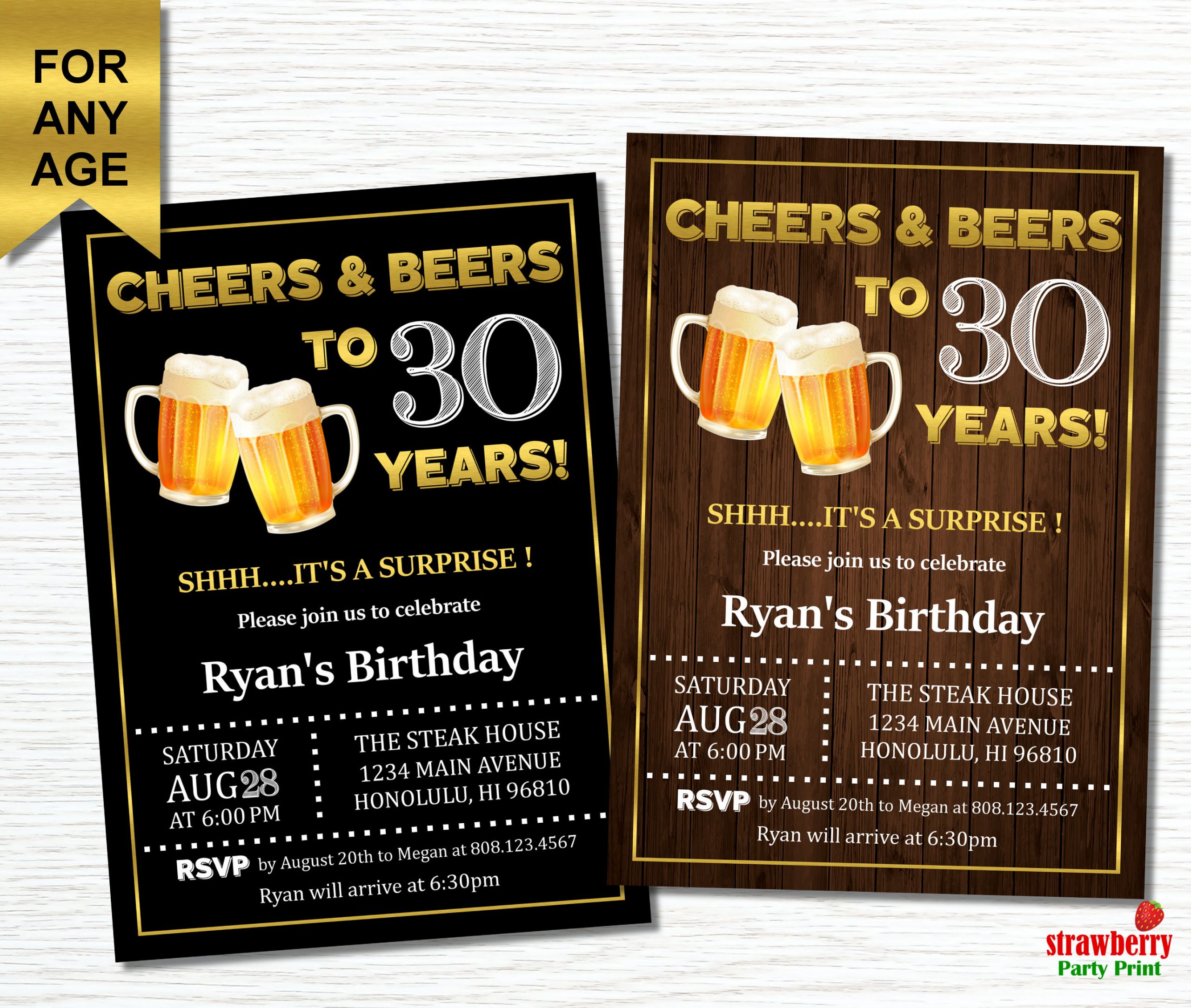 30th Birthday Invitations For Him
 30th Birthday Invitation for him Cheers and Beers to 30