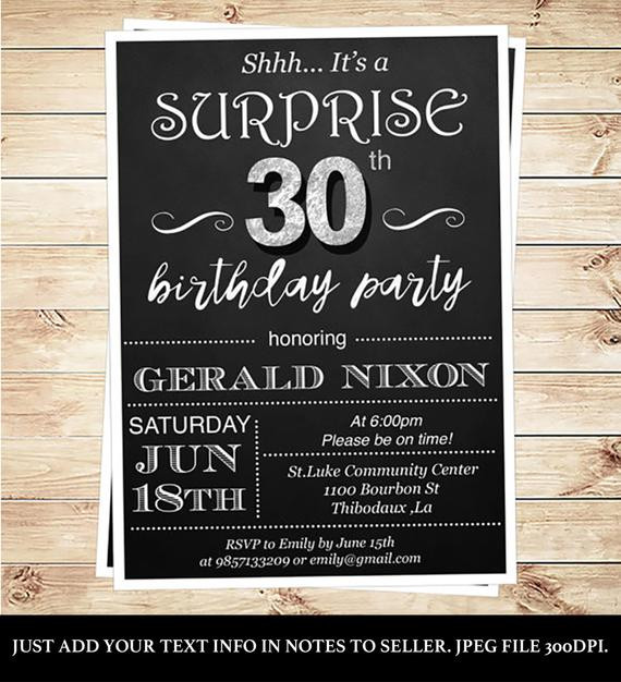 30th Birthday Invitations For Him
 Surprise 30th birthday invitations for him by