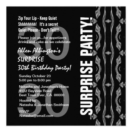30th Birthday Invitations For Him
 30th Birthday Party For Him Black White Silver 5 25x5 25