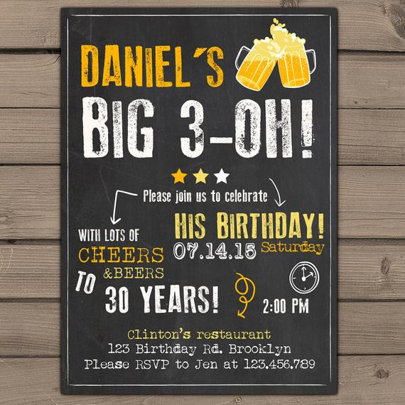 30th Birthday Invitations For Him
 Items similar to 30th Birthday Invitation Surprise Party