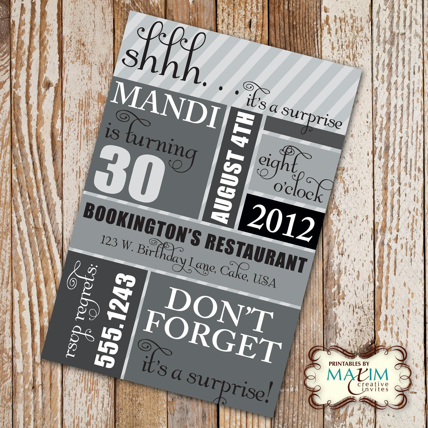 30th Birthday Party Invitation Wording
 20 Interesting 30th Birthday Invitations Themes Wording