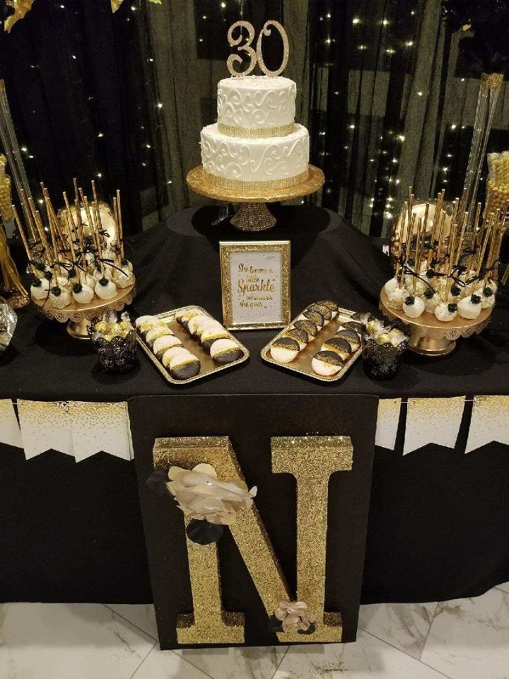 30th Birthday Party Themes For Her
 30th Gold and Black themed 30th Birthday Party