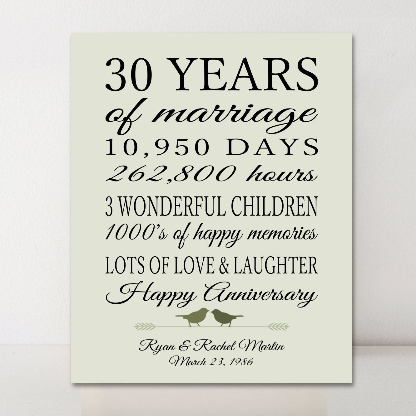 30Th Wedding Anniversary Quotes
 30th Anniversary Gift Personalized Gift 30 Years Married Gift