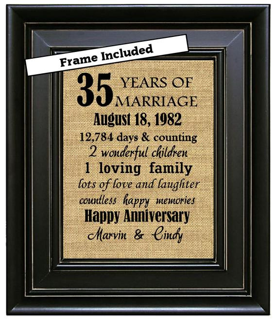 35 Year Wedding Anniversary Gift Ideas
 FRAMED 35th Wedding Anniversary 35th Anniversary Gifts 35th