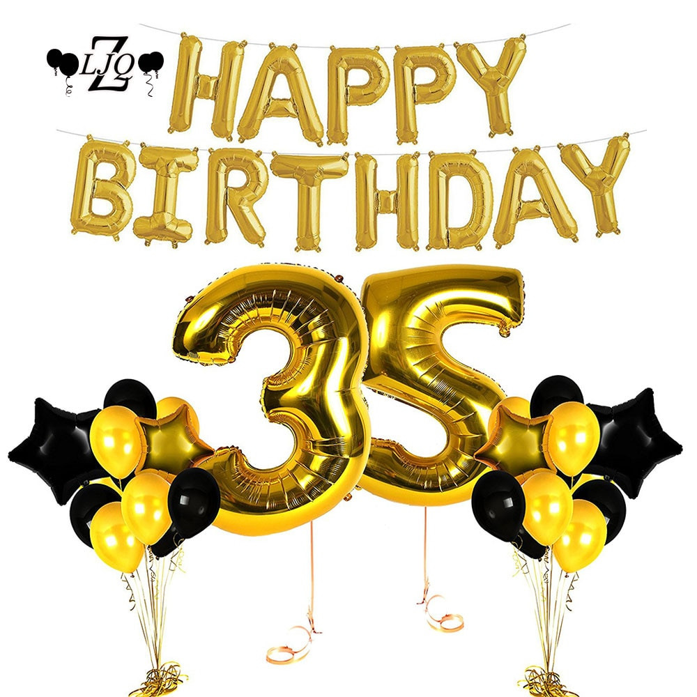 35th Birthday Decorations
 ZLJQ 35th Birthday Decorations Happy Bday Banner Party Kit